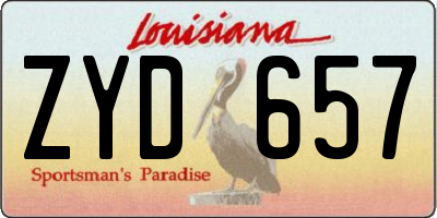 LA license plate ZYD657
