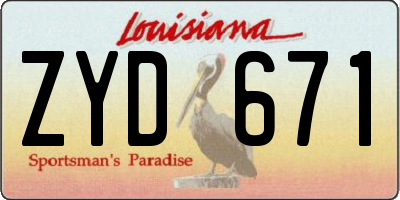 LA license plate ZYD671