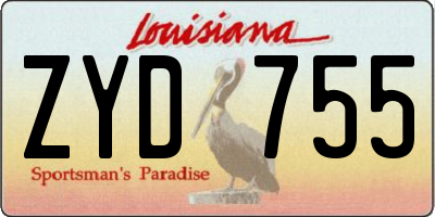 LA license plate ZYD755