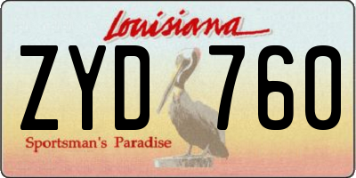 LA license plate ZYD760