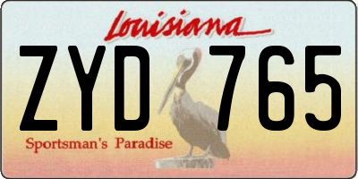 LA license plate ZYD765