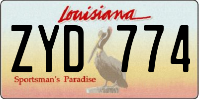 LA license plate ZYD774