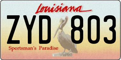 LA license plate ZYD803