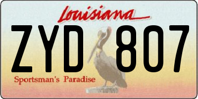 LA license plate ZYD807