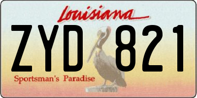 LA license plate ZYD821