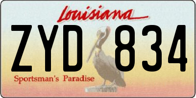 LA license plate ZYD834