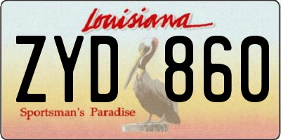 LA license plate ZYD860