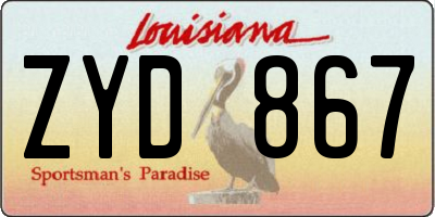 LA license plate ZYD867