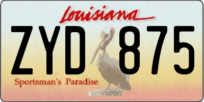 LA license plate ZYD875