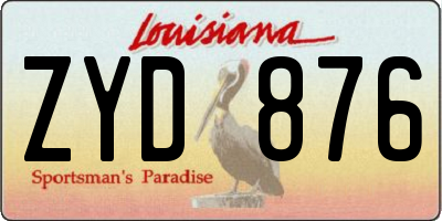 LA license plate ZYD876