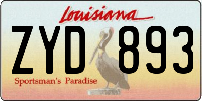 LA license plate ZYD893