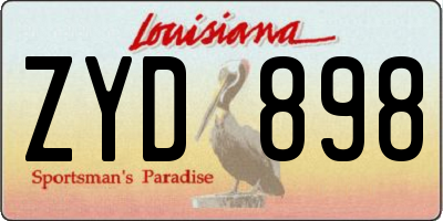 LA license plate ZYD898