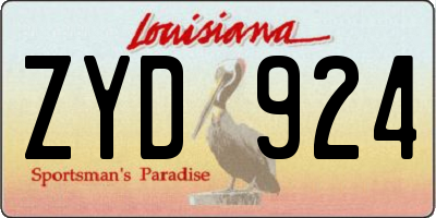 LA license plate ZYD924