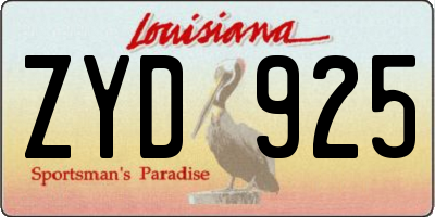 LA license plate ZYD925