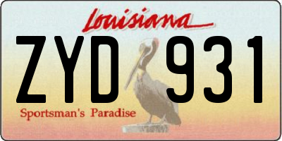 LA license plate ZYD931