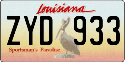 LA license plate ZYD933