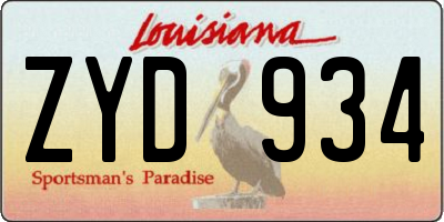 LA license plate ZYD934