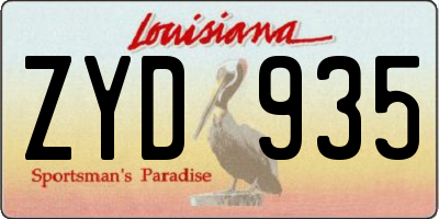 LA license plate ZYD935