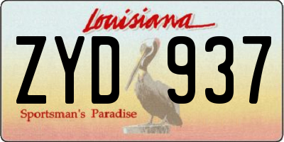 LA license plate ZYD937