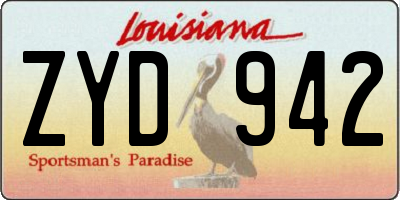 LA license plate ZYD942