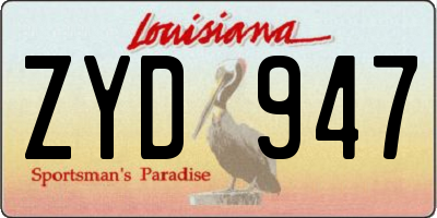 LA license plate ZYD947