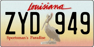 LA license plate ZYD949