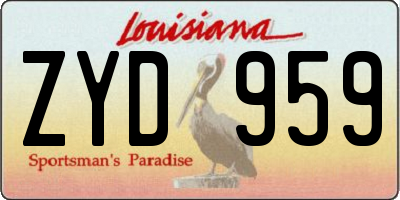 LA license plate ZYD959