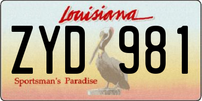 LA license plate ZYD981