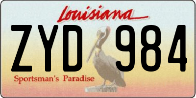 LA license plate ZYD984