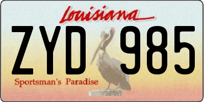 LA license plate ZYD985