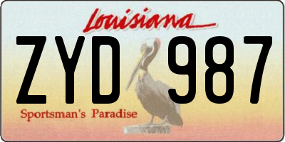 LA license plate ZYD987