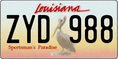 LA license plate ZYD988