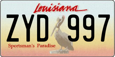 LA license plate ZYD997