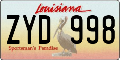 LA license plate ZYD998