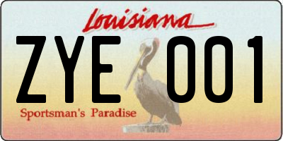 LA license plate ZYE001