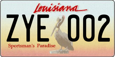 LA license plate ZYE002