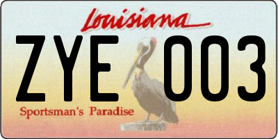 LA license plate ZYE003