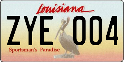 LA license plate ZYE004