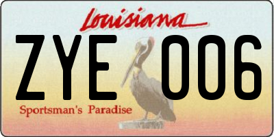 LA license plate ZYE006