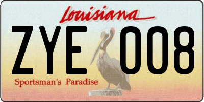 LA license plate ZYE008