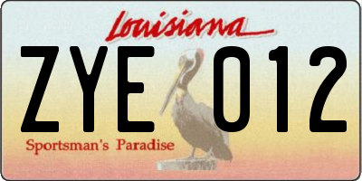 LA license plate ZYE012