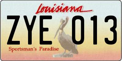 LA license plate ZYE013