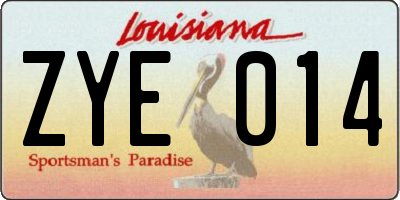 LA license plate ZYE014