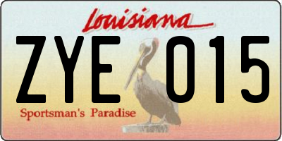 LA license plate ZYE015