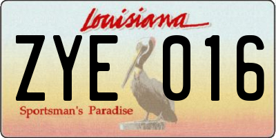 LA license plate ZYE016