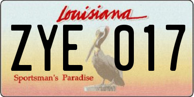 LA license plate ZYE017