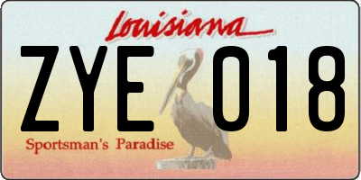 LA license plate ZYE018