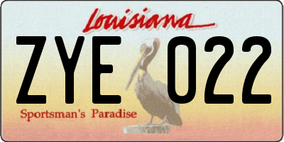 LA license plate ZYE022