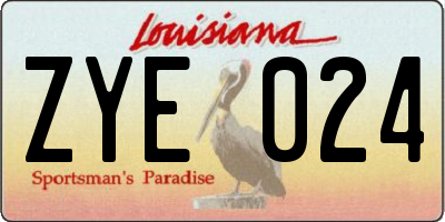 LA license plate ZYE024