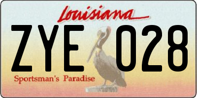 LA license plate ZYE028